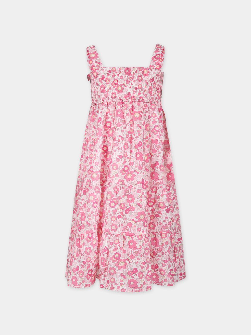 Pink dress for girl with flower print
